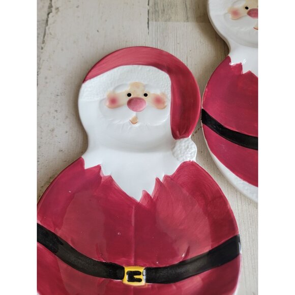 Jolly round Santa plate unique shape set kitchen home decor xmas - Picture 3 of 7